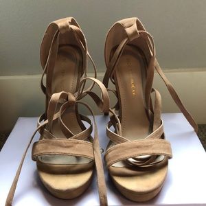 Suede lace up heels